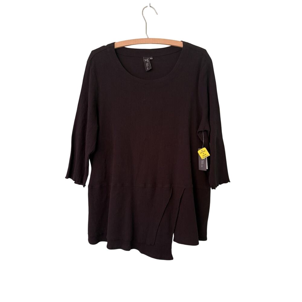 Focus Casual Life Top Shirt Womens Small Black Tunic Top With Open Uneven Slit